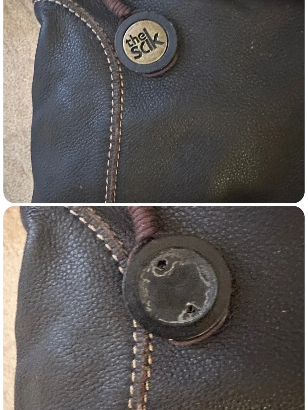 The Sak Rich Chocolate Brown Leather Hobo Bag with Contrast Stitching